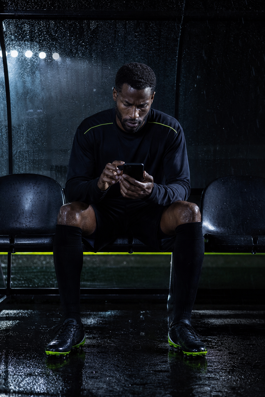 Runner installing the mobile app beside a track