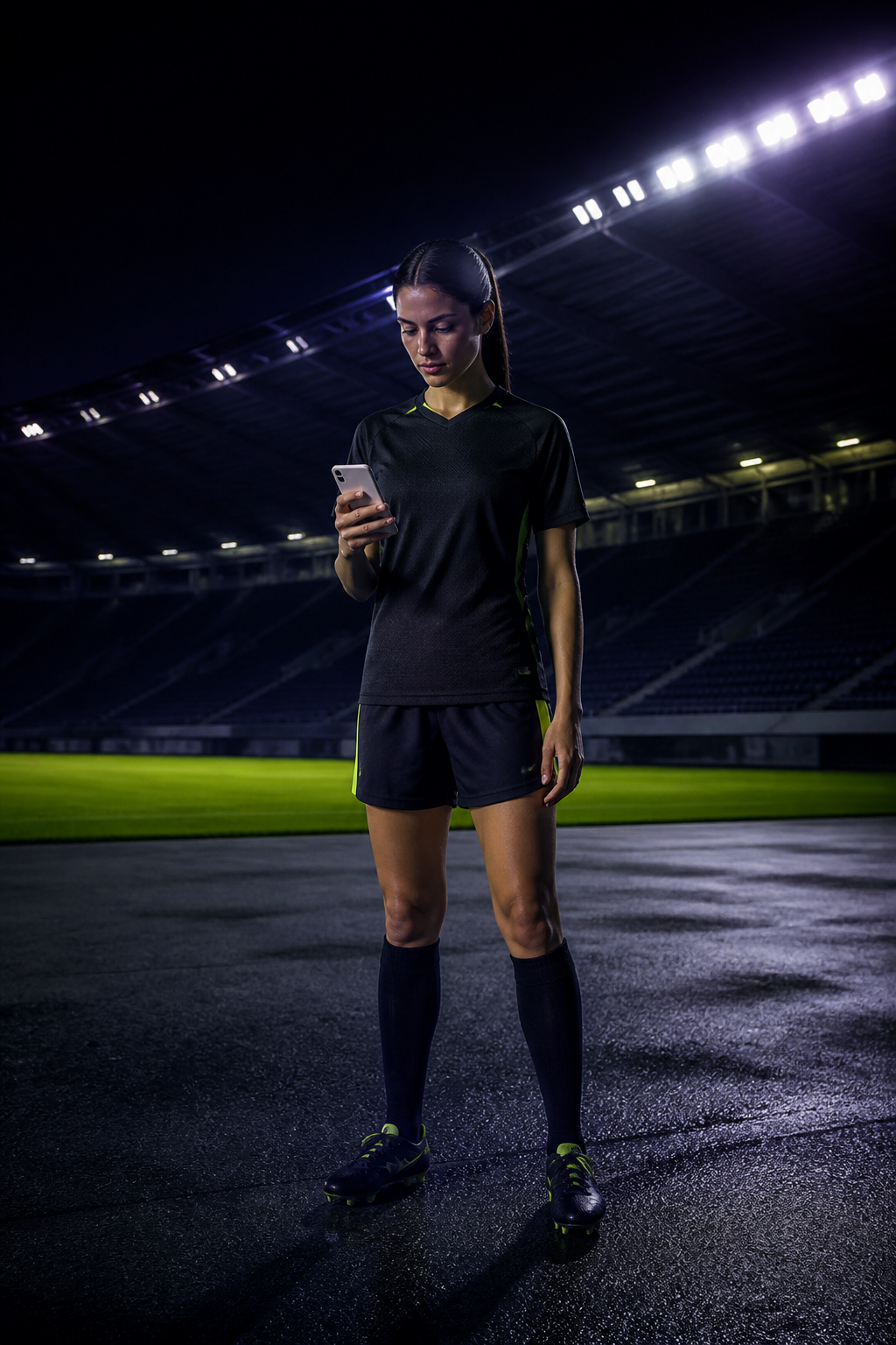 Tennis athlete using a smartphone after practice