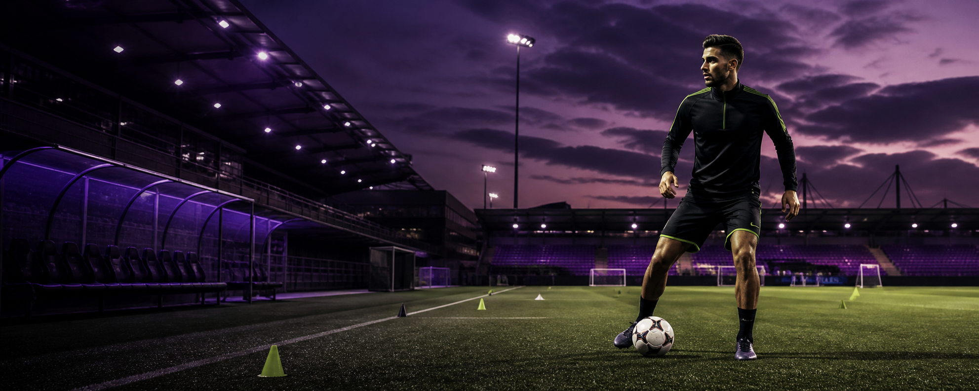 Athlete in an illuminated stadium