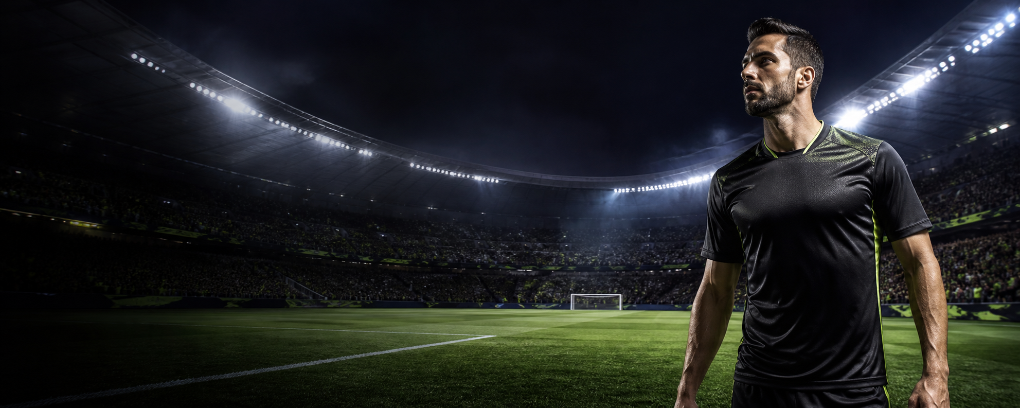 Athlete in an illuminated stadium