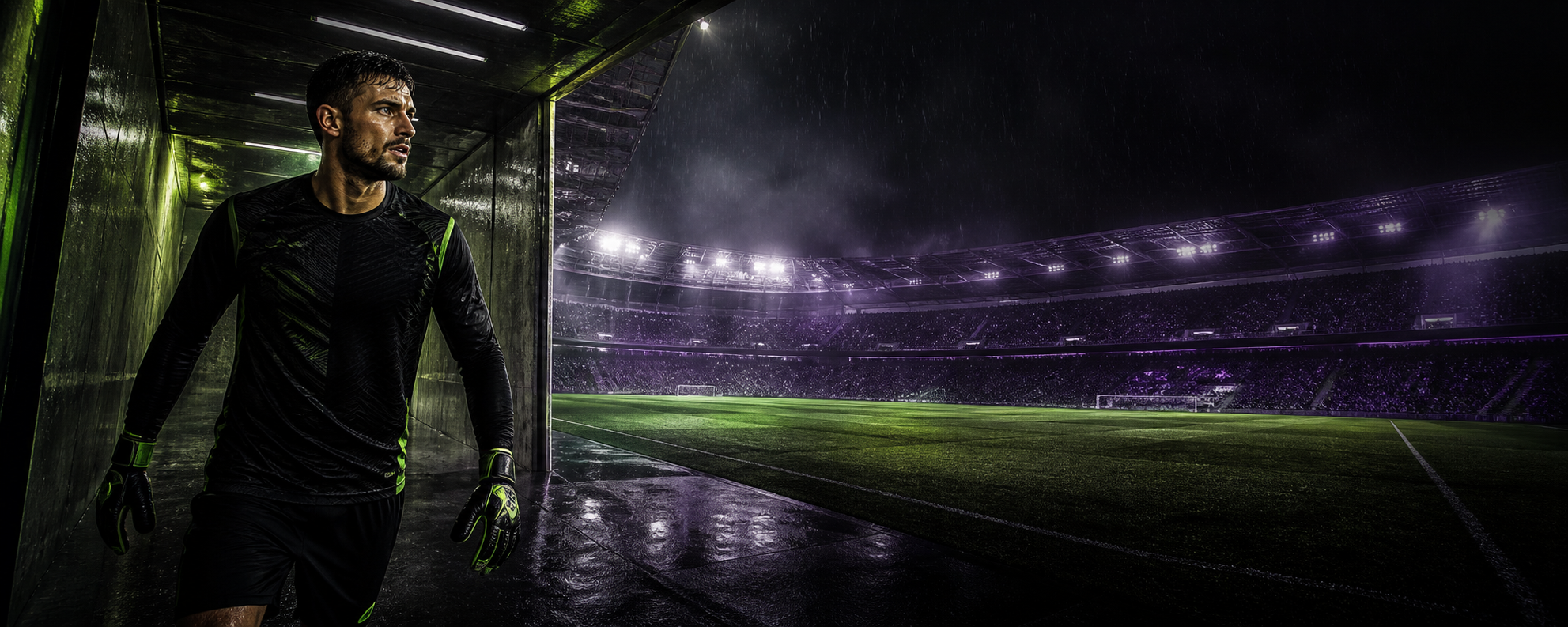 Athlete in an illuminated stadium